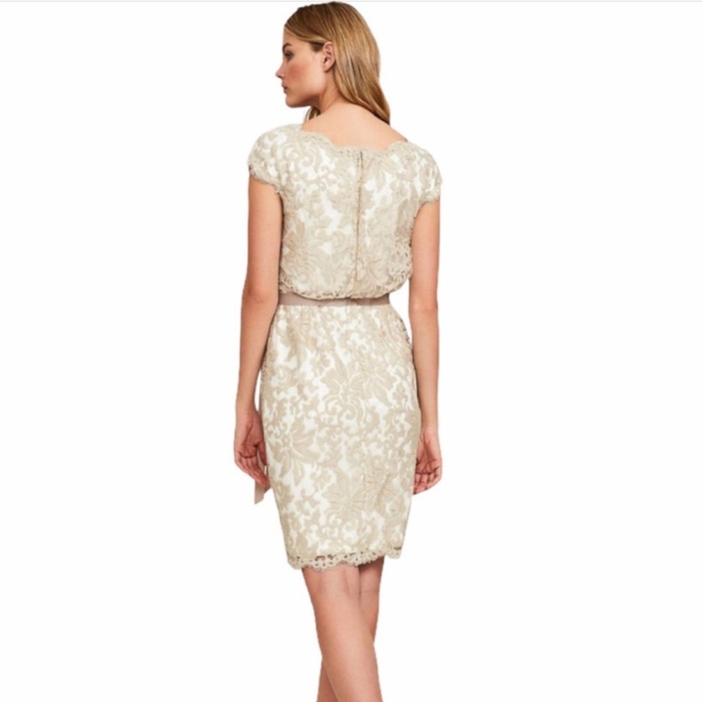 Tadashi Shoji Lace Embroidered Floral Greta Wedding Cocktail Sheath Wrap Dress - Picture 2 of 7